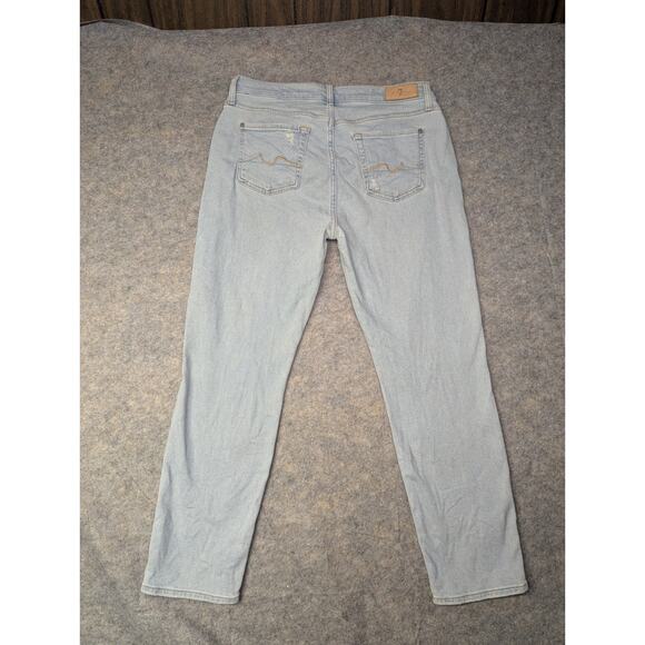 7 For All Mankind Luxe Vintage Josefina Womens 30 Button Fly Light Blue Distress - Picture 8 of 9